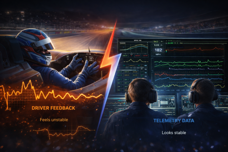 Driver feedback and telemetry data in motorsport can differ, requiring race engineers to interpret both to understand race car performance.